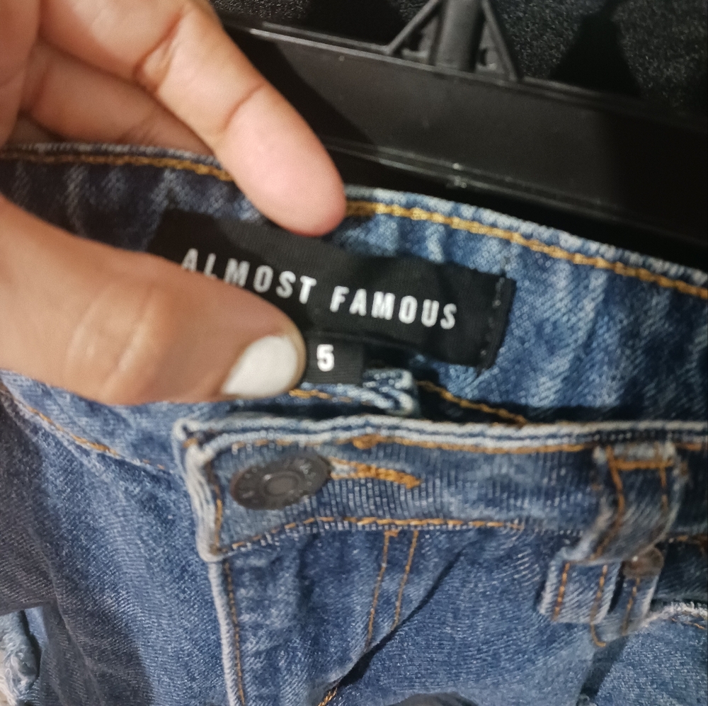 Almost Famous Women denim blue ripped short pant - Picture 9 of 9